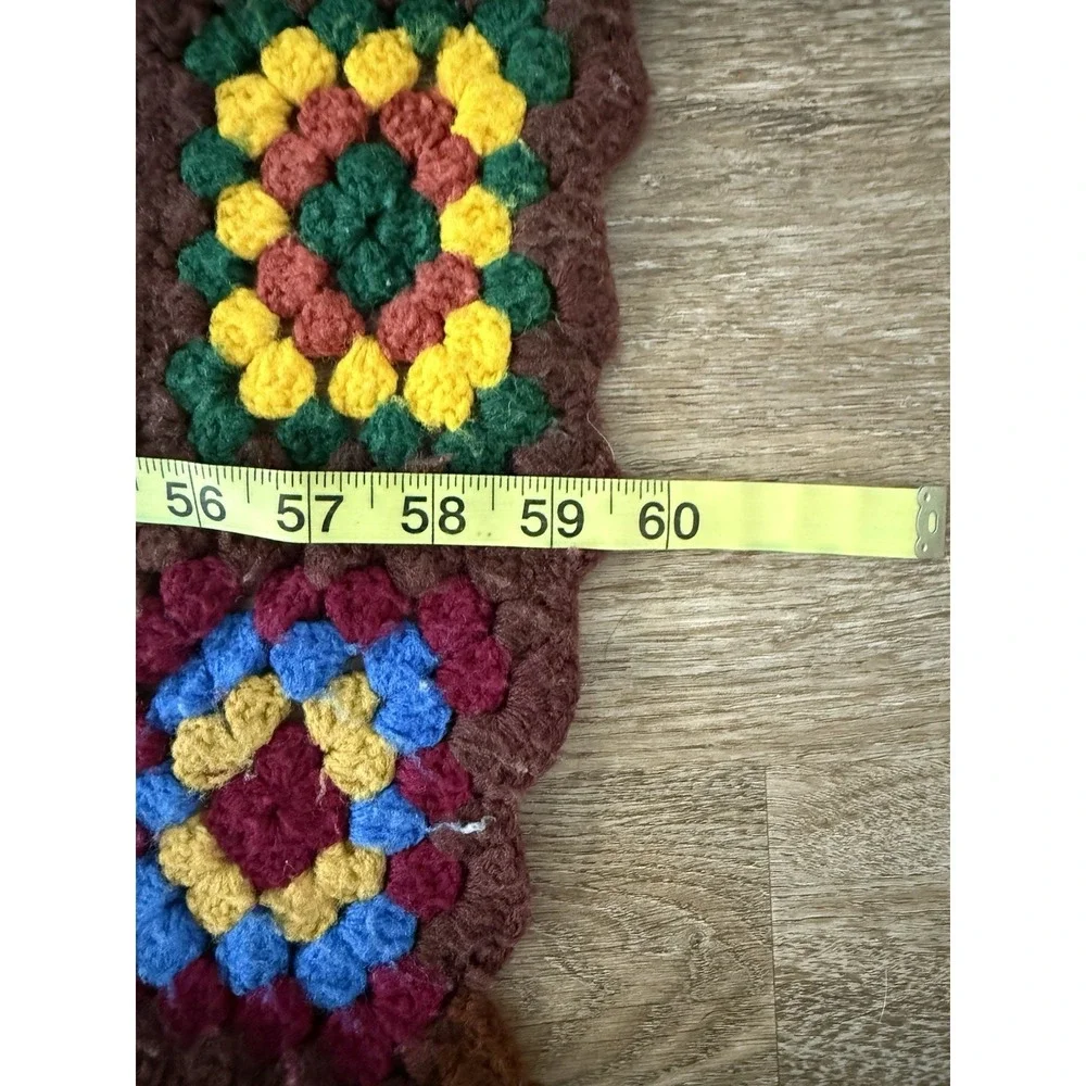 Granny Square Afghan Crochet Handmade Blanket  Approx 50x59